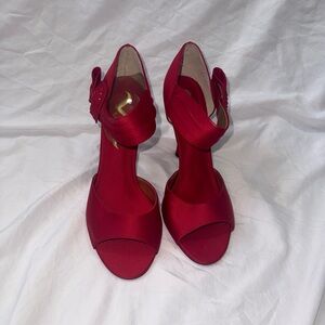 Nina Red Satin Women's Heels
